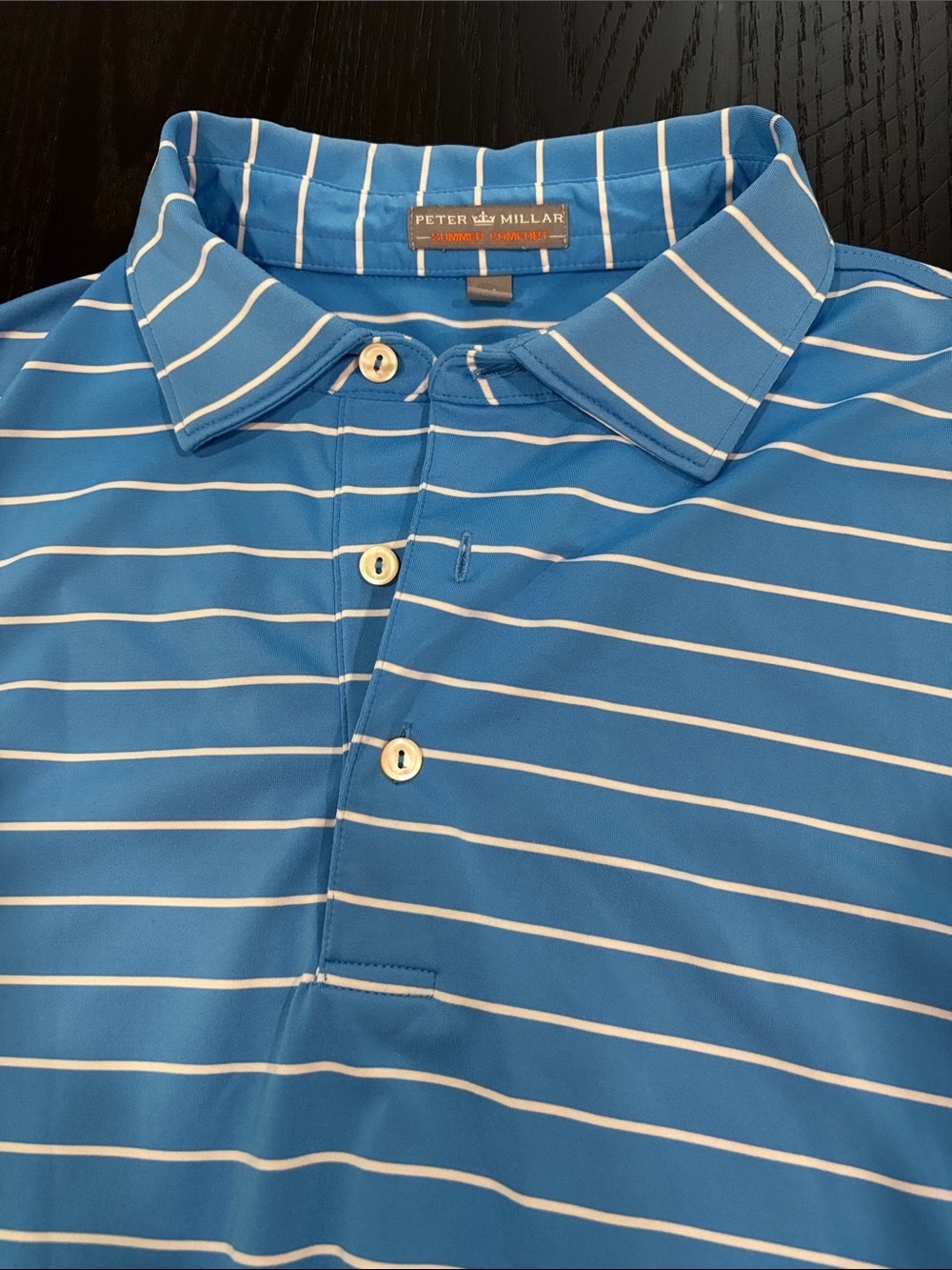 Peter Millar Summer Comfort Men’s Blue Striped Polo Shirt